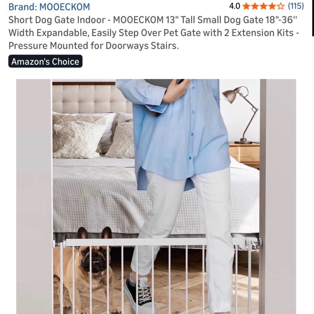 Short Dog Pet Gate Tall Expandable 18-36" White 10” and 13” Available - NEW